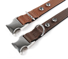 Laden Sie das Bild in den Galerie-Viewer, KvK - Clic Lederhalsband - Black Bling