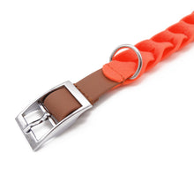 Load image into Gallery viewer, Robust Collar in a Braided Look - Neon Orange / Cognac
