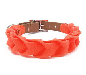 Robust Collar in a Braided Look - Neon Orange / Cognac