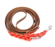 Load image into Gallery viewer, Robust Collar in a Braided Look - Neon Orange / Cognac
