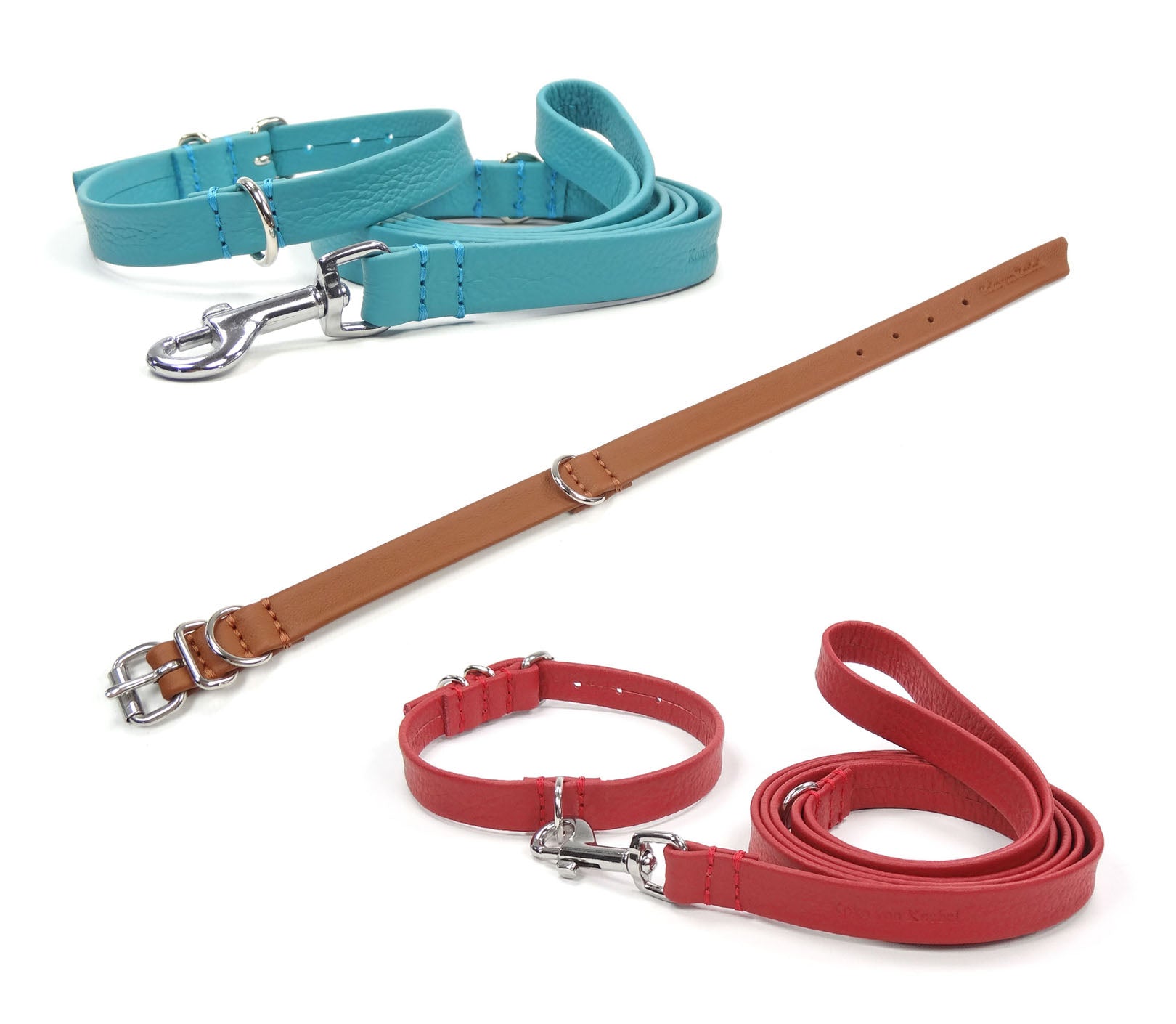 Newtensina Hunde Halsband & Leine Set – 3-teiliges Punk-Nieten-Set Für Kleine & Mittlere Hunde, Mit Kontrastfarbe