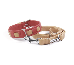 KvK Handcrafted - Classic Curved Collar - Bicolour Beige & Red