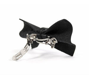 KvK - leather dog hair bow with clip - crystal